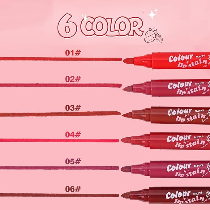 Lip Stain Marker, Long Lasting and Transfer-Proof Liquid Lip Liner, High Pigmented Matte Stained Lip Tint Marker Lip Liner Contour Tint Lip Makeup(#05)