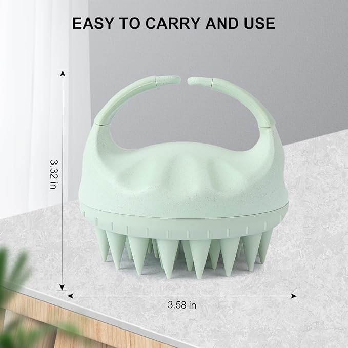 SetSail Hair Scalp Massager Shampoo Brush, Soft Silicone Hair Scalp Scrubber with Ergonomic Handle Dry and Wet Use Hair Scalp Brush for Hair Growth, Blood Circulation for Women Men, Green