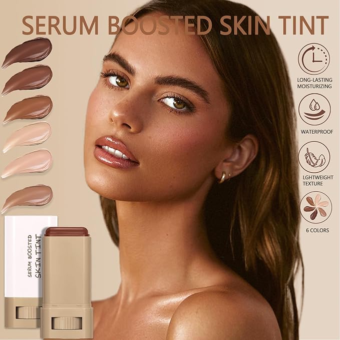 Foundation Stick Beauty Balm Serum Boosted Skin Tint, Serum Boosted Skin Tint Balm, Solid Tinted Moisturizing SerumContour Stick Foundation FaceStick, Longwear ContourStick, Natural Finish (#1)
