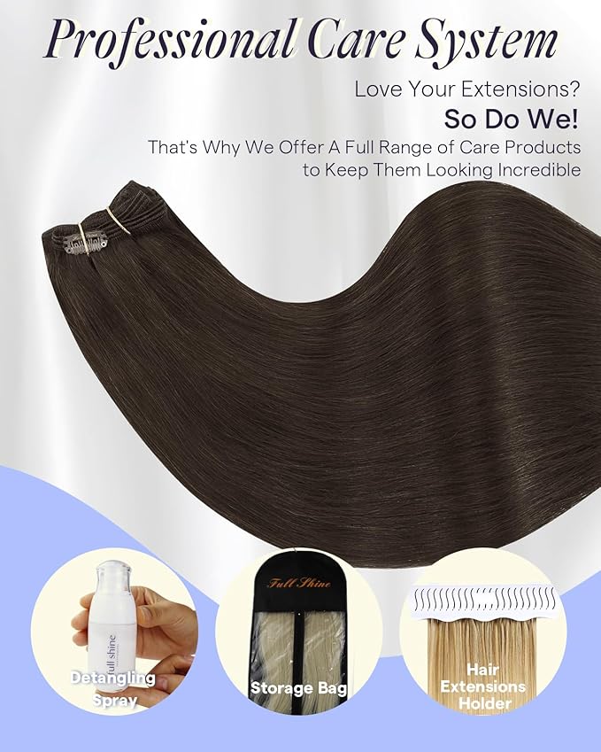 Full Shine Thick Human Hair Clip in Extensions 20 Inch 180 G Dark Brown Hair Extensions Clip in Brunette Hair Extensions for Styling 7 Pcs