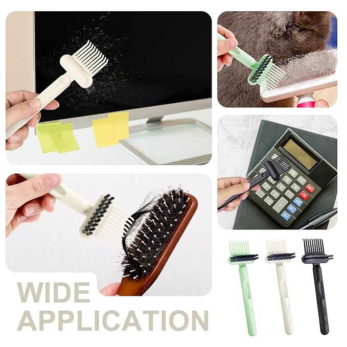 Hair Brush Comb Cleaning Tool Comb,2-in-1 Hair Brush Cleaner Tool, Portable Remover Rake for Removing Hair Dust, Home and Salon Use (White)