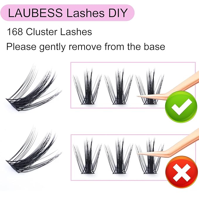 Eyelash Clusters LAUBESS Lash Clusters Individual Lashes Cluster Eyelash Extensions DIY at Home Waterproof Cluster Lashes (Manga)