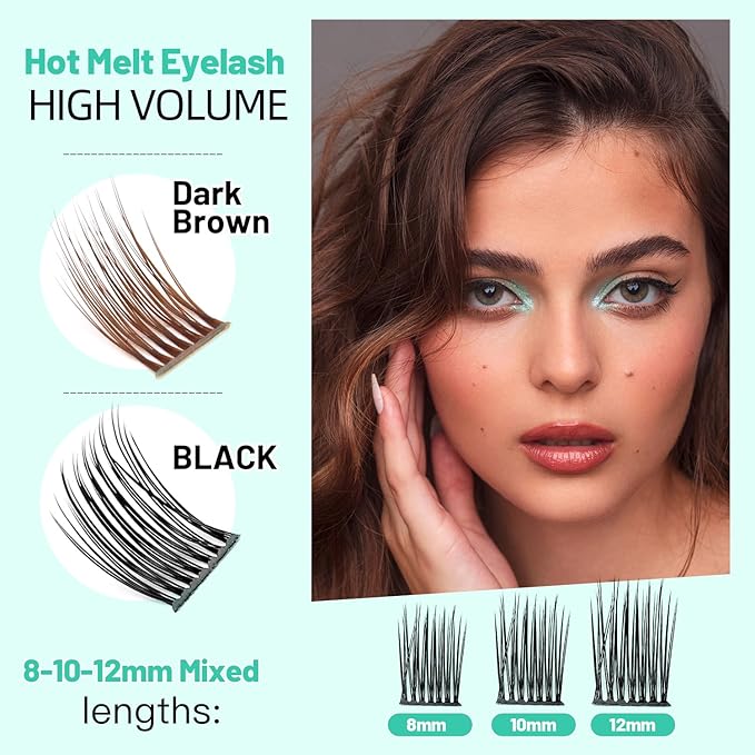 Bodermincer Lash Clusters D Curl Black/Brown/Colored Lashes 10-12-14/12-14-16/16-18-20mm Mixed Lash Clusters Kit For Beginner (Y11-C Curl-Black-8-10-12mm)