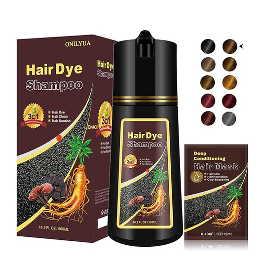Dark Brown Hair Dye Shampoo, Semi-Permanent Brown Hair Dye, Hair Color Shampoo for Women Men, Cover Grays in Minutes, Champu Para Canas, Champu Para Pintar el Cabello, Easy to Use 16.90 Fl Oz