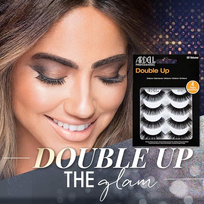 Ardell False Eyelashes Double Up 204 - Dramatic, Full-Volume, Wispy Strip Lashes, 2 Pack