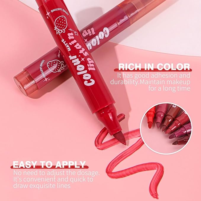 Lip Stain Marker, Long Lasting and Transfer-Proof Liquid Lip Liner, High Pigmented Matte Stained Lip Tint Marker Lip Liner Contour Tint Lip Makeup(#05)