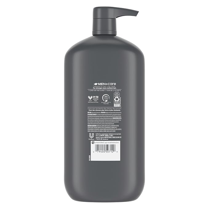 DOVE MEN + CARE Charcoal Pump Purifying Shampoo Charcoal + Clay for Stronger, More Resilient Hair, with Plant-Based Cleansers, 31 oz