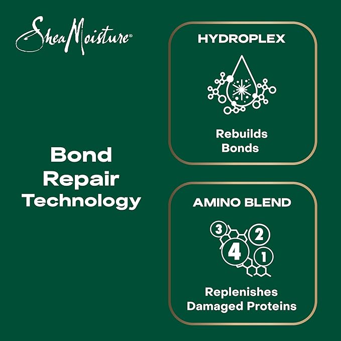 SheaMoisture Bond Repair Shampoo, Conditioner, Leave-In, & Masque 4 Pk Alma Oil to Strengthen Hair with Restorative HydroPlex Infusion