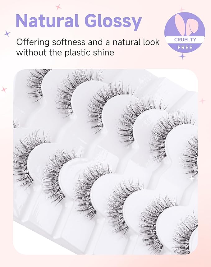 Wispy Lashes Natural Eyelashes - Fake Eyelashes with Clear Band - Light-01