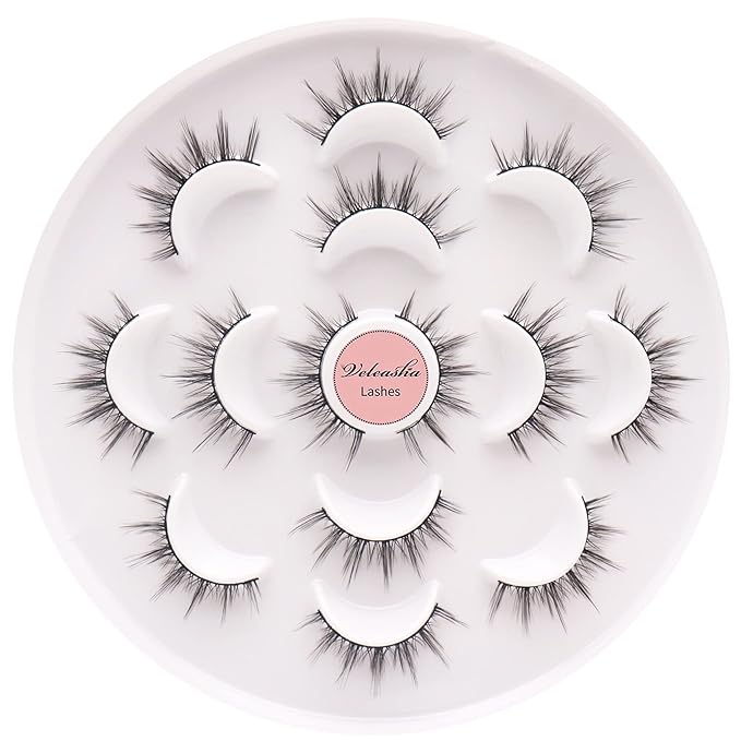 Veleasha 5D Faux Mink Lashes - Luxurious Manga Spike Lashes, 7 Pairs Pack