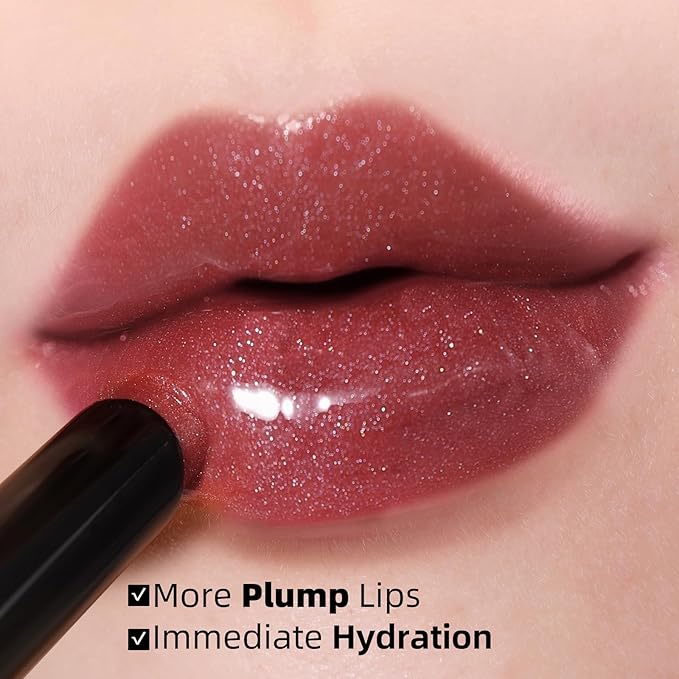 KIMUSE Lip Plumper, 2PCS Moisturizing All-in-one Lip Plumping, Gloss, Balm, Non Sticky Lip Plumper Solid Lipstick Click Lip Balm, Buildable, Vegan & Cruelty-Free