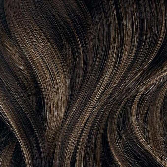 Luxy 100% Remy Human Hair Extensions for Thin Hair Thinning Hair Fill-Ins – 6 Seamless Wefts Multi-Dimensional Color Blend - Natural-Looking Volume & Coverage 80 grams 16" Mocha Bronde Balayage
