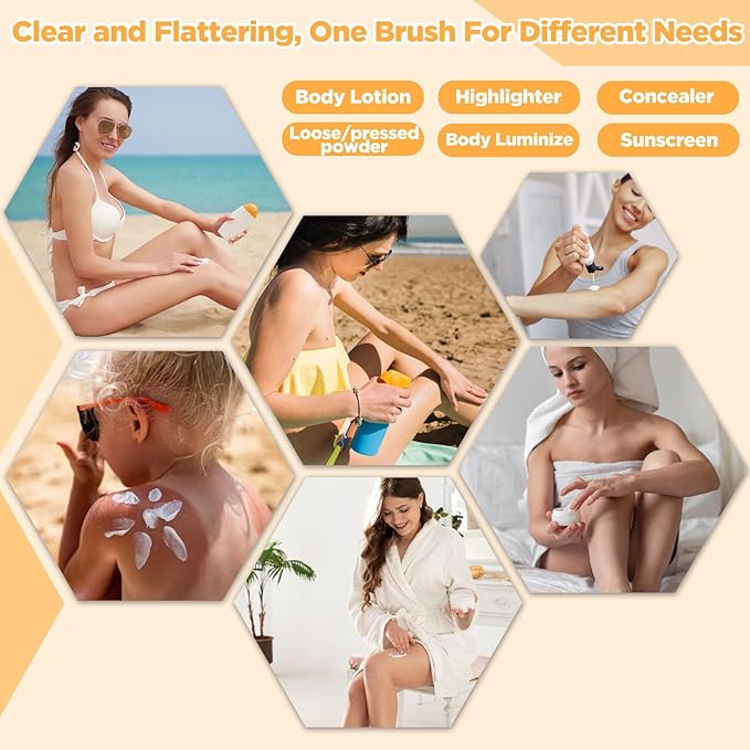 Self Tanner Brush,Large Self Tanning for Self Tan,Kabuki for Body,Body Makeup Brush for Flawless Leg Makeup,Bronzer Shimmer Glow Blend Brush,Sunless Tanner Makeup Body Brushes Vegan (Pink White)