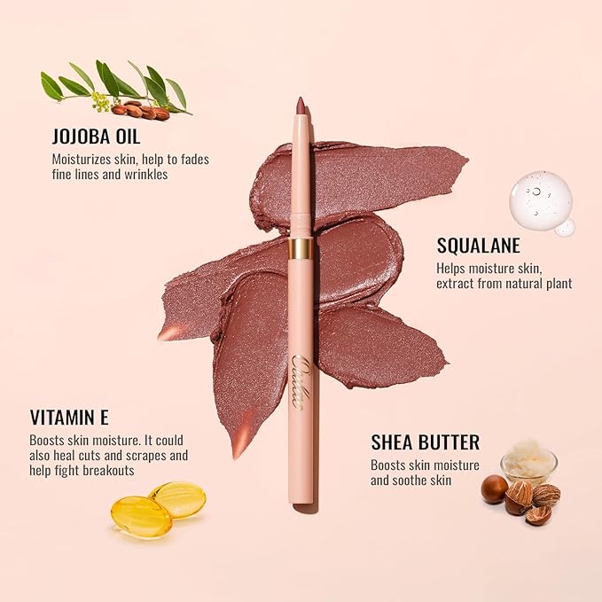 Oulac Waterproof Lipliner Pencil Set - Smooth and Creamy, Retractable Lip Makeup for Precision Application, Vegan & Cruelty-Free, LL06+LL08+10