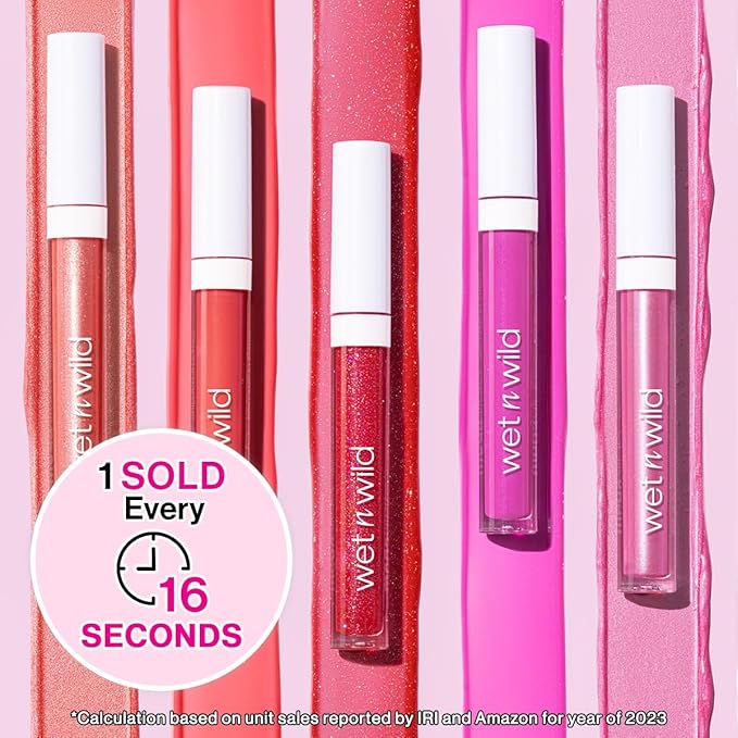 wet n wild MegaSlicks Lip Gloss, Ultra-Glossy, Vitamin-E Enriched, Ultra-Gloss High Shine Moisturizing, Cruelty-Free & Vegan - Cherish
