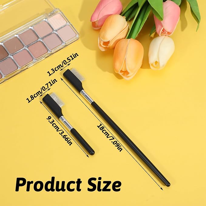 4pcs Metal Eyelash Comb, Brow Brush Metal for Eyebrows, Eyelash Combs to Separate Lashes, 2size Portable Eyelash Eyebrow Comb for Wome Beauty Makeup,Black