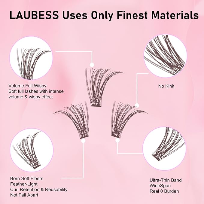 Colored Lash Clusters LAUBESS Dark Brown Colored Eyelash Clusters Wispy Colored Lash Extensions Colorful Lash Clusters Individual Lashes (Brown 40D-0.07D-Mix8-16)