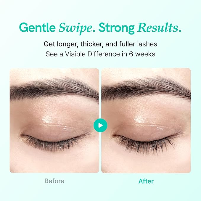 Eyelash Growth Serum for Fuller, Thicker Lashes with Peptides, Biotin, Centella, Hyaluronic Acid | Korean Lash & Brow Enhancing Serum | Prostaglandin-Free, Vegan, Non-Irritating, 0.3 fl oz
