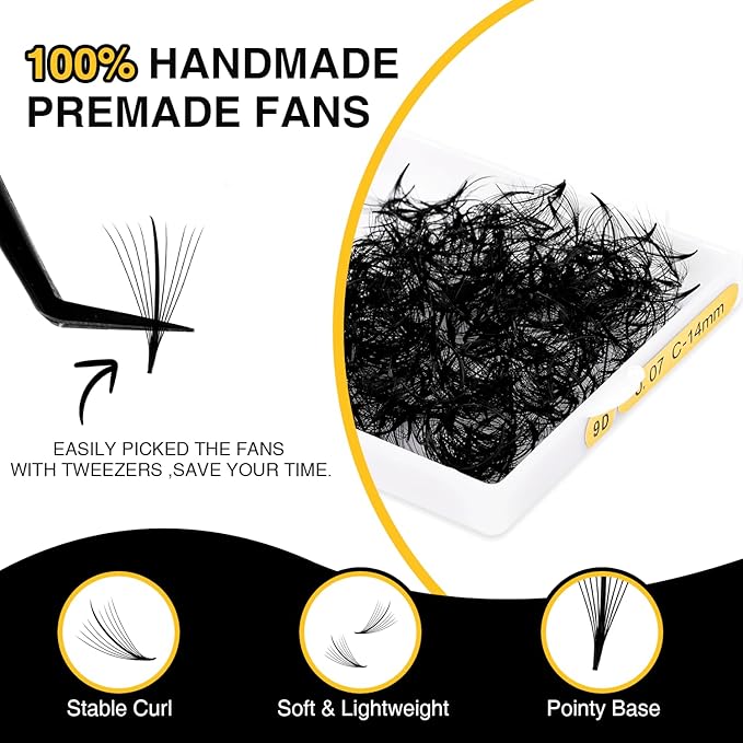 500 Wispy Promade Fans 7D 0.05 Wispy Premade Lash Fans C Curl Loose Premade Fans Lash Extensions 10mm Handmade Spiky Volume Promade Eyelash Fans Pointed Thin Base Premade Lash Fans(7D,0.05-C-10mm)