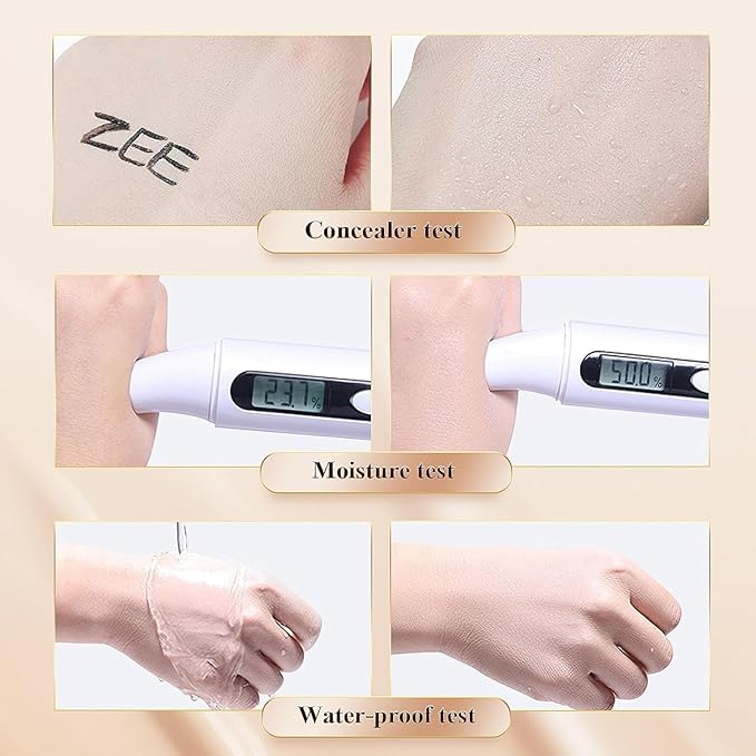 CC Cream Foundation Mushroom Head Air Cushion Face Makeup Moisturizing Concealer Waterproof Oil Control Long-Lasting Nude Makeup Even Skin Tone for All Skin Types (Light Brown)