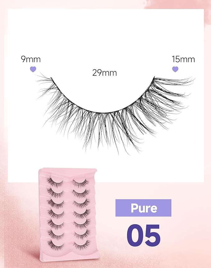 Natural Lashes Natural Eyelashes Natural Look Wispy Lashes Mink Lashes False Eyelashes Fake Eyelashes C Curl Lashes Strip Lashes Pure-05