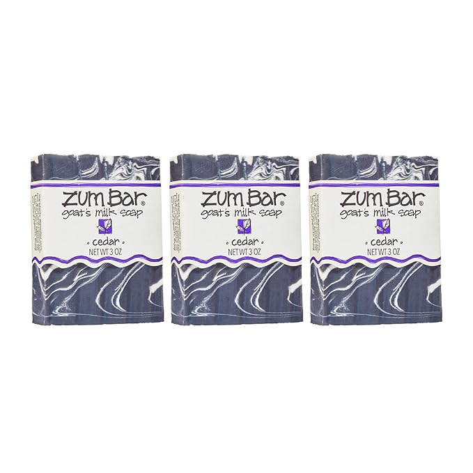 Zum Indigo Wild Goat's Milk Soap Bar - Bar Soap for Hands & Body Made with Essential Oils - 3 oz - Cedar (3 Pack)