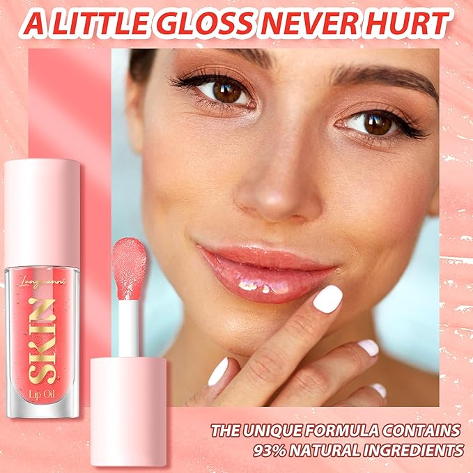 2Pack Big Brush Head Hydrating Lip Glow Oil Plumping Lip Tint, Hydrating Lip Gloss Tinted Lip Balm Transparent Lip Care, Long Lasting Nourishing Non-sticky Fresh Texture (Cherry+Coco)