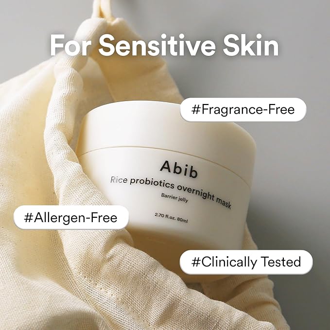 Abib Rice Probiotics Overnight Mask Barrier Jelly 2.7 fl oz I | Korean Overnight Sleeping Mask Cream Moisturizer for Glass Skin Slugging (Rice Probiotics/Barrier Jelly)