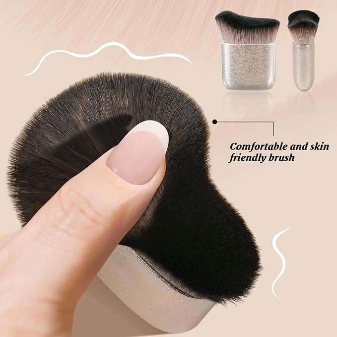 UNIMEIX Self Tanner Brush Sunscreen Body Makeup Brush Kabuki Blend Applicator Spray Tan Blending Beauty Brush for Body Coverage Perfector (Shiny Gold)