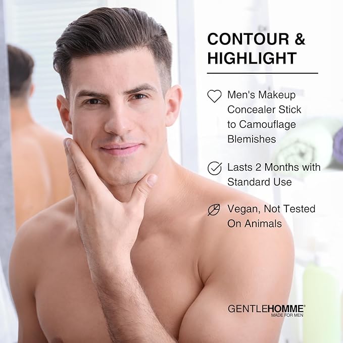 Gentlehomme - Concealer Stick Bundle - Men’s 2-in-1 Concealer & Brush - For Blemishes, Dark Circles & Uneven Skin Tones - Natural Finish - All Skin Types - Vegan - Light/Medium Light/Medium - 3 Pack