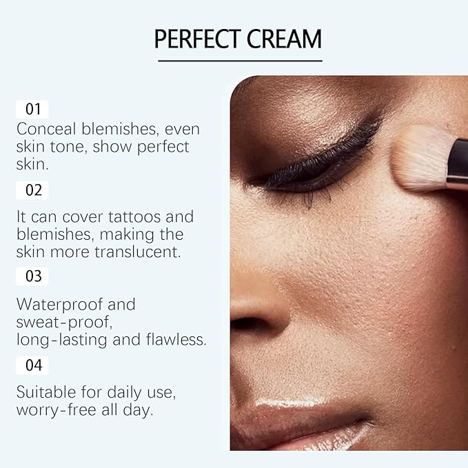 CC Cream All-Over Complexion Perfector, Long-Lasting Foundation, Face & Body Coverage Perfector, Full Coverage Concealer Cream, 2.82 Oz (Dark Skin)
