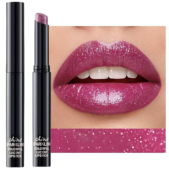 Red and purple lipstick， Long Lasting Waterproof Pearlescent & Glitter Lipstick - Ideal for Parties, Dates & Evening Events# 06