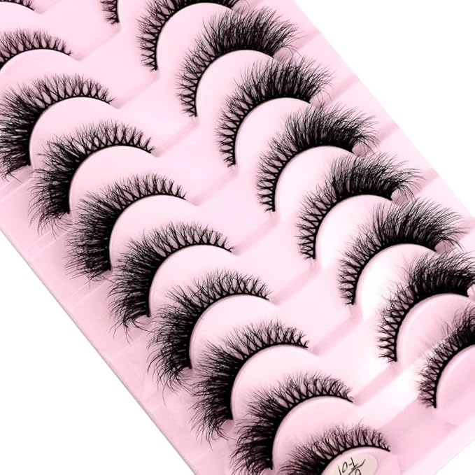 HBZGTLAD New 10 Pairs 3D Mink Lashes False Eyelashes Handmade Wispy Fluffy Long Lashes Natural Eye Makeup Tools Eye Lashes(6DF01)