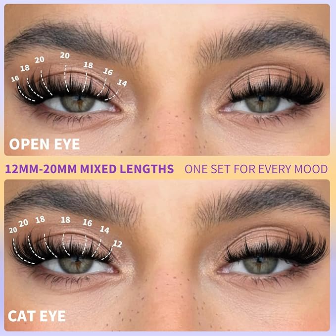 Kiromiro Lash Clusters with Spikes Eyelash Clusters Fluffy 12-20mm Cluster Eyelash Extensions 216pcs Individual Lashes Clusters Wispy DIY Lash Extension Cluster Lashes Mink