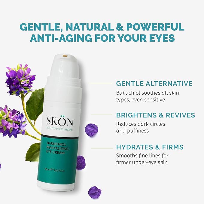 Skön Bakuchiol Eye Cream – Anti-Aging Eye Cream for Wrinkles, Puffiness & Dark Circles – Hydrating Undereye Cream with Hyaluronic Acid & Shea Butter, Brightening Eye Treatment for All Skin Types, 15ml
