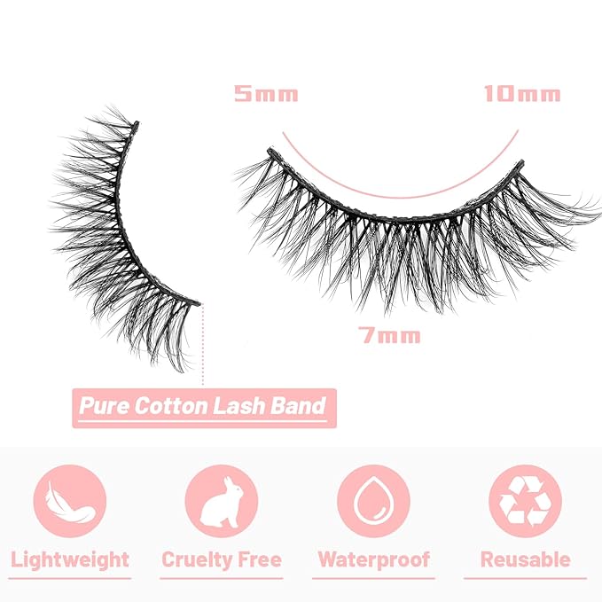 False Eyelashes 20 Pairs Wispy Lashes Faux Mink Lashes 14mm 3D Fluffy Cat Eye Lashes （style 20-060)