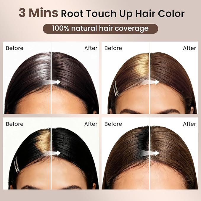 VOLLUCK Root Touch Up Hair Color Spray, Temporary Gray Hair Root Cover Up, Grey Coverage Spray For Women & Men, Quick Drying Water-Resistant Formula Dark Brown