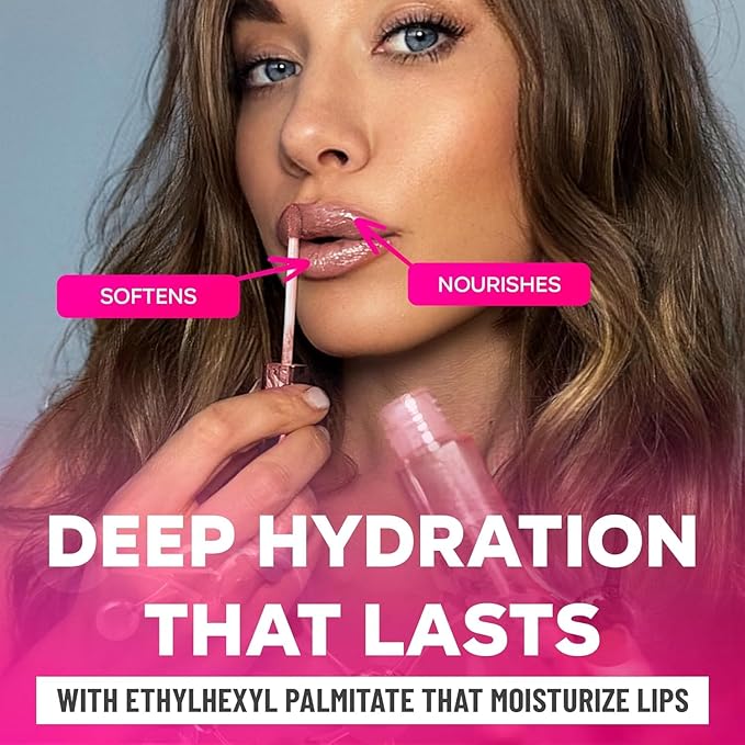 Pink Lip Gloss for Women – Infused with Vitamin E – Non-Sticky, Long Lasting, High Shine, Clean Formula – Pink Lipgloss, 1 Pack