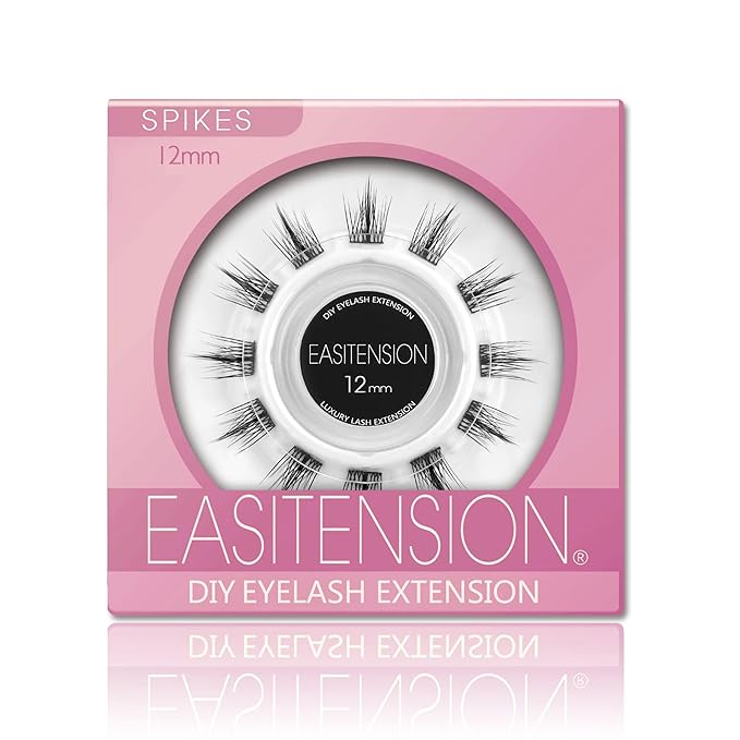 DIY Eyelash Extension, 3D Effect Individual Melt Flare Lash Cluster Natural Lashes Set, Home Eyelash Extension Lashes Pack (16MM-Spikes)