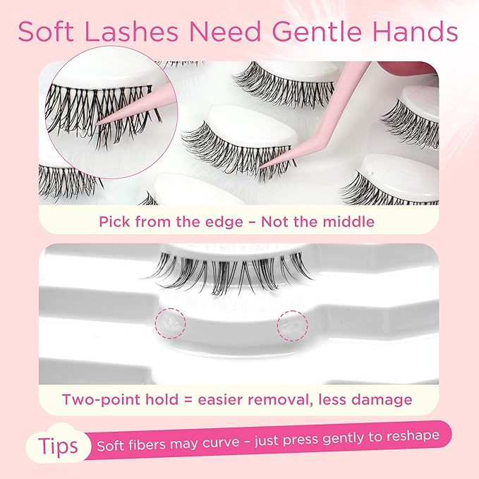 BEPHOLAN False Eyelashes With Tweezers- Ultra-thin False Lashes10 Pairs Eyelashes Pack Natural look Lash Strips Lightweight Lashes with Soft Clear Band(CCS122)