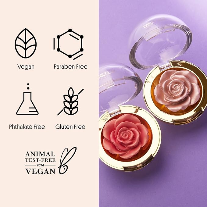 Winky Lux Cheeky Rose Cream Highlighter – Weightless Cream Makeup for Cheeks, Effortlessly Blendable, Skincare-Infused with Vitamin E, Warm Pink, Rosé