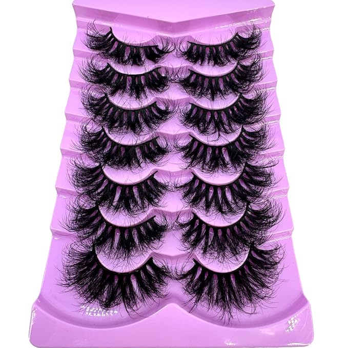 HBZGTLAD Mink Lashes Fluffy False Eyelashes 25mm Dramatic Faux Mink Eyelashes Natural Look Cat Eye Volume Eye Lashes Multipack (LD38)