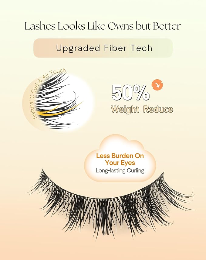 Lashes Cat Eye False Eyelashes Natural Look 13MM Manga Lash Strips C Curl Eye Lashes Pack with 0.03MM Thin Band ChirpyLuna Fake Eyelashes, 7 Pair