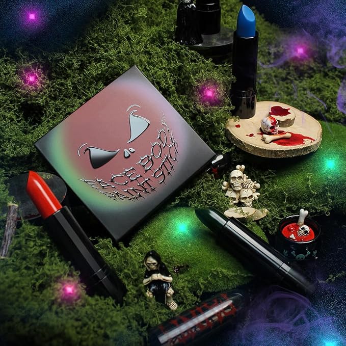 4 Colors Halloween Face Body Paint Matte Lipstick High Impact Lipcolor with Moisturizing Creamy Formula Long Lasting Waterproof Velvet Lip Stick for Sports Halloween Party Clown (Set B)
