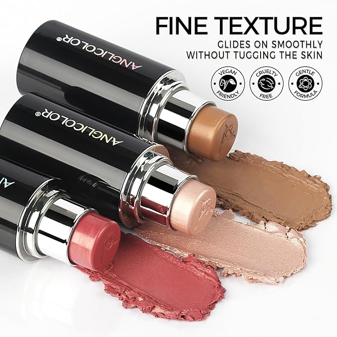 Anglicolor Highlighter Stick, Blendable Makeup, Smooth and Long Lasting, Brightening Effect, Fragrance of Flowers, Better for Fair Skin