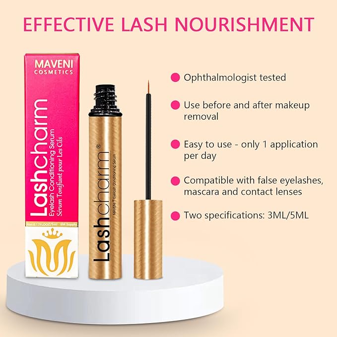 Lash Enhancing Serum, Women's Advanced Cosmetics, Eyelash Growth Serum, Promote Longer, Fuller, and Denser Eyelashes, Fast and Effective (Frosted Gold, 0.17 Fl Oz (Pack of 1))