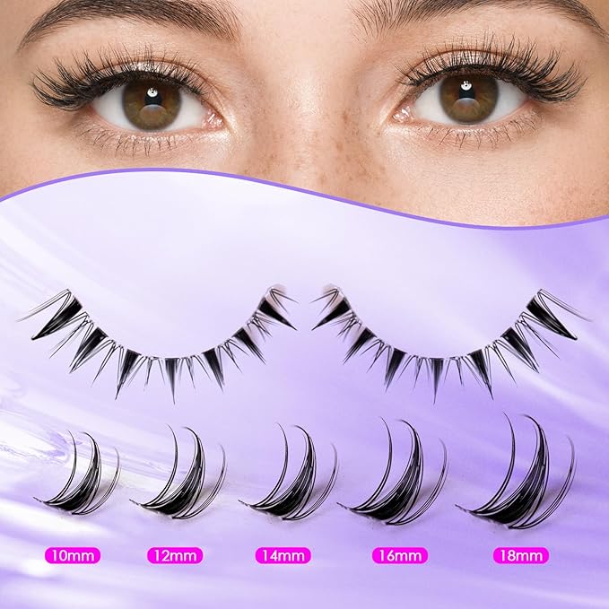 Ocean Pearl Lash Clusters Kit 154pcs,Eyelashes,spike-effect cluster lashes,10-18mm manga/anime-inspired lashes clusters,DIY Cluster Eyelash Extensions kit with lash bond+seal+remover+tweezers-M32+M35