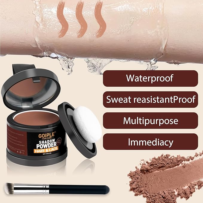 Root Cover Up Powder for Women - 3Pcs Dark Brown Hairline Powder for Bald Spots, Eyebrows, Beard Line, Light-Blonde Hair Fibers for Thinning Hair Shadow Powder