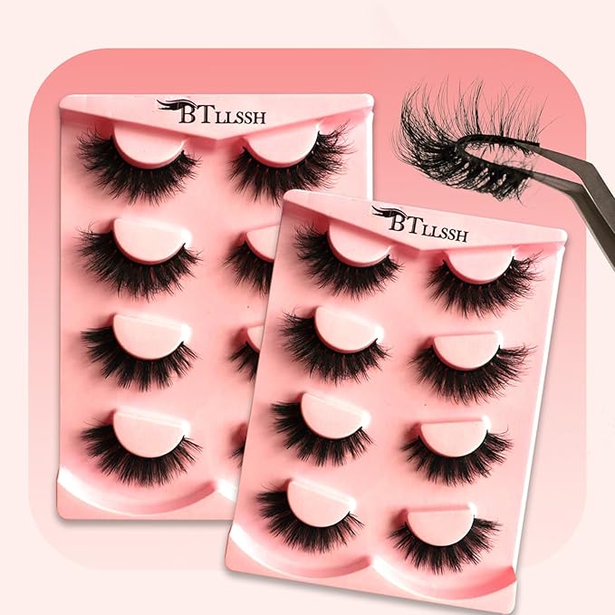 Strip Lashes - Faux Mink Eyelashes Vegan Weightless Fluffy Reusable Mink-Like Eyelashes for Vivid 3D Effect Easy to Apply False Eyelashes Extensions