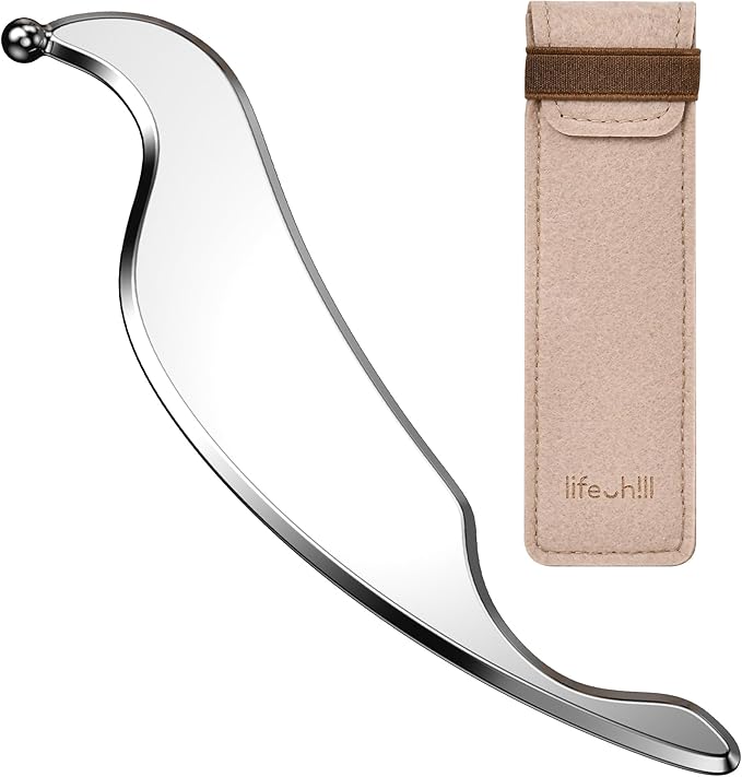 lifechill 3-in-1 Stainless Steel Gua Sha Tool, Professional Trigger Point Massage Tools & Fascia Release Scraper for Muscle Pain Relief of Neck, Shoulder, Leg & Body, Gift for Athletes, Women and Men